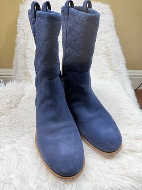 Cole Haan Navy Suede Mid-Calf Boots Water Approved